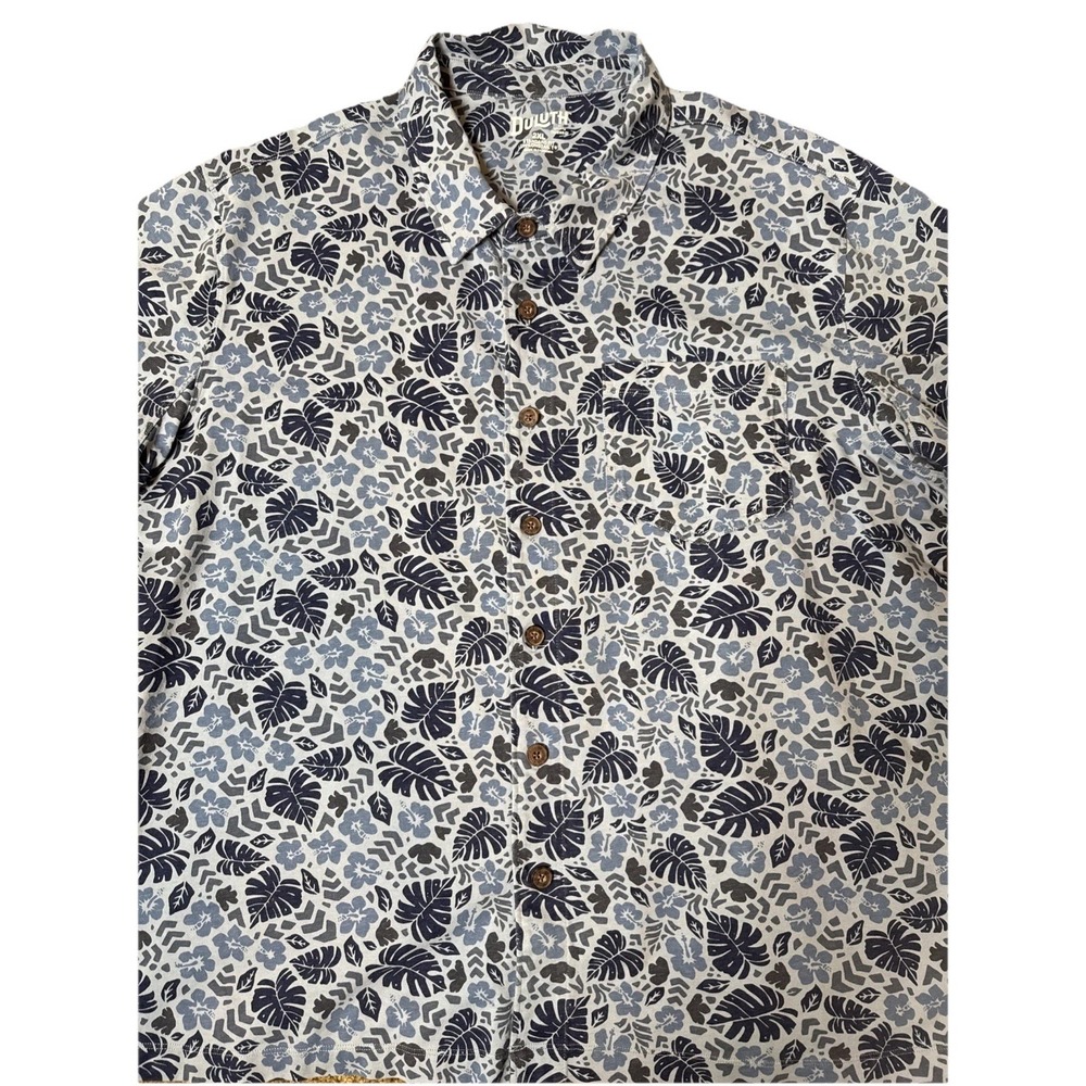 Duluth Trading Co XXL 2XL Standard Fit Un-Longtail T Blue Floral 100% Cotton EUC